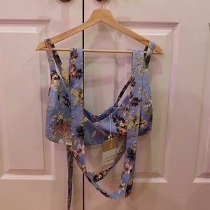 Stradivarius floral wrap around crop top bralette